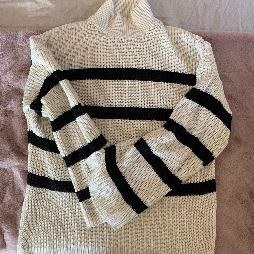 Striped Mock Neck Sweater